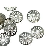13x2mm Silver Metal Flower Bead Cap With Bumps (50 Piece)