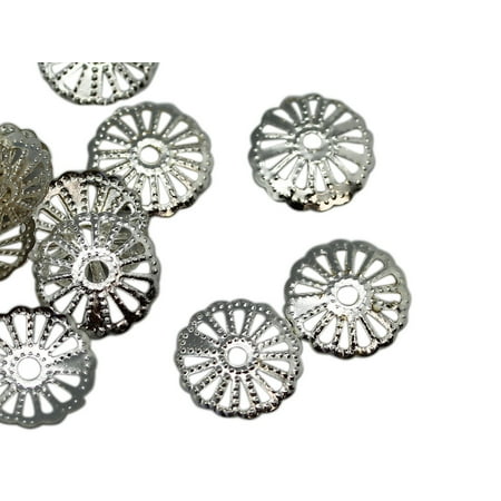 13x2mm Silver Metal Flower Bead Cap With Bumps (50 Piece)