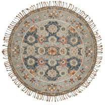 SAFAVIEH Aspen Andi Southwestern Wool Area Rug, Grey/Navy, 9' x 9' Round