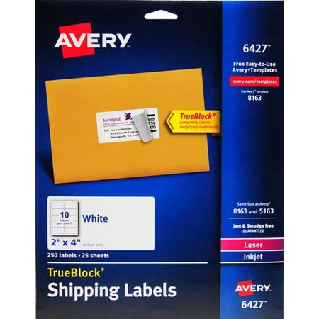 Avery White Shipping Labels for Inkjet/Laserjet Printers, 2