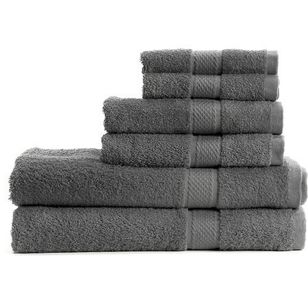 Mainstays 6-Piece Towel Set, Grey Flannel