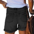 thumbnail image 6 of JoveMarine Women's Stretch Slim Fit Distressed Jean Shorts - Color Denim Shorts for Hot Summer Days Breathable Lightweight Trendy,Black L, 6 of 7