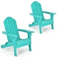 thumbnail image 1 of Gymax 2PCS Patio Folding Adirondack Chair Weather Resistant Cup Holder Yard Turquoise, 1 of 8