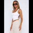 thumbnail image 4 of Camiseta Sin Mangas con Cuello Cuadrado para Mujer, de Doble Capa, Básica, para Entrenamiento de Verano, Informal. L, 4 of 9