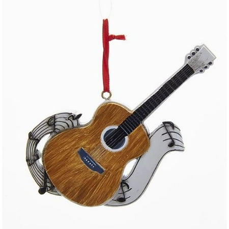 Guitar Christmas Tree Ornament - Acoustic Guitar with Music Notes Christmas Tree Ornament Decoration W8235 New