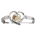 thumbnail image 1 of Rosa flores rosas blancas hojas de dibujo Pulsera pulsera de joyería en forma de corazón Unbranded M, 1 of 3