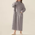 thumbnail image 5 of Womens Zip Up Robe Soft Comfy Long Plush Robe Winter Warm Fluffy Zip Up Bathrobe Cozy Fuzzy Housecoat with Pockets, 5 of 6