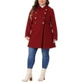 thumbnail image 2 of Agnes Orinda Women's Plus Size Winter Coats Double Breasted Peacoat Outerwear Jackets 2X Dark Red, 2 of 6