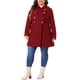 thumbnail image 2 of Abrigos de invierno para mujer de tallas grandes Agnes Orinda, abrigo de doble botonadura, chaquetas exteriores 3X, rojo oscuro, 2 of 6