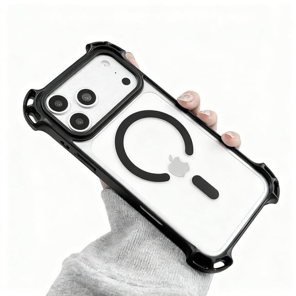 Decase Magnetic Transparent Case for iPhone 17 Pro Max,Shockproof Hard PC TPU Frame Clear Back Cover,Slim Rugged Mag-Safe Cover,Black