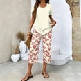 thumbnail image 2 of Women's Capri Sets 2 Piece Outfits Casual Wide Leg Crop Pants and Top Matching Set Summer Holidays Beach Clothes, 2 of 6