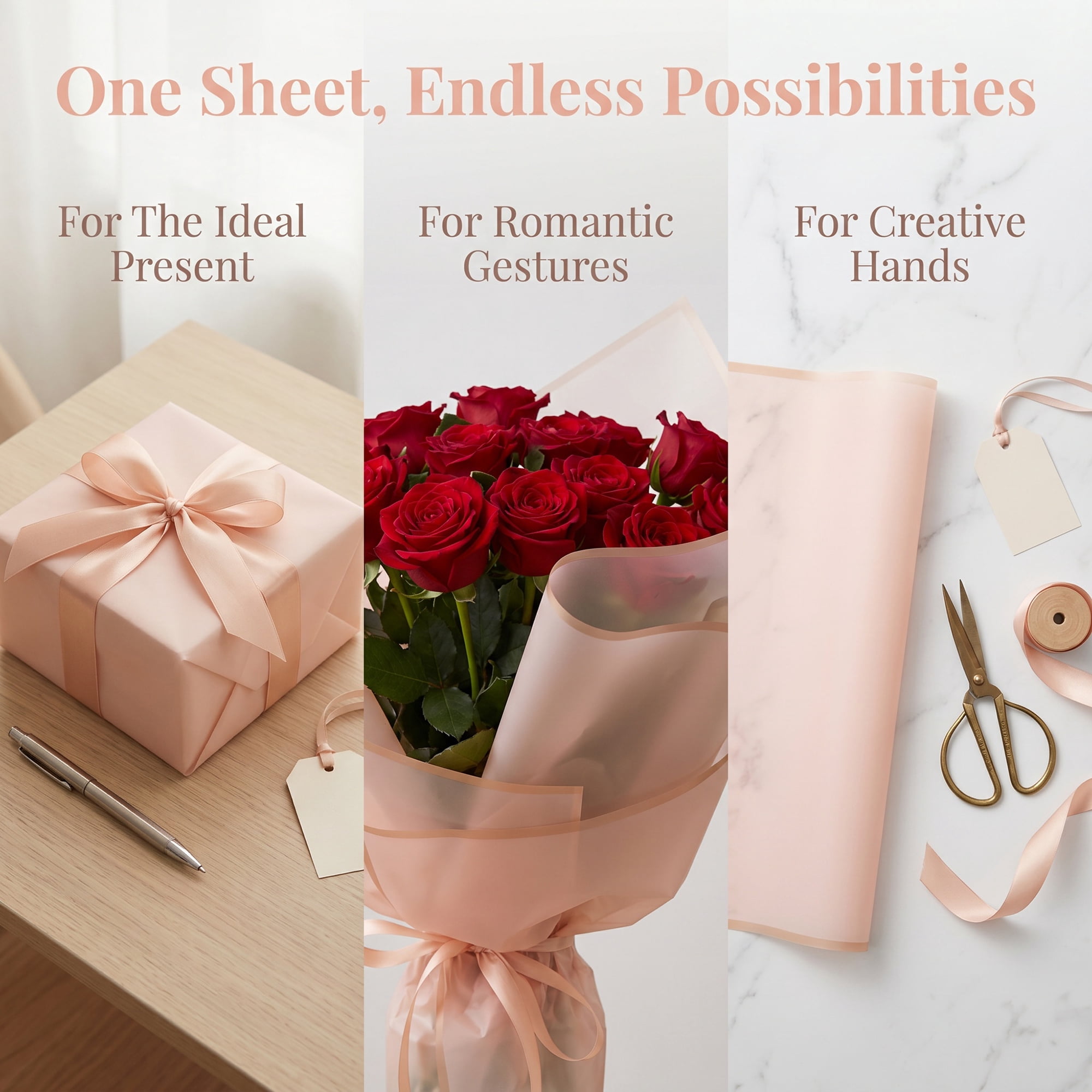 Unique Bargains 20Pcs Waterproof Luxury Matte Gift Wrapping Paper Sheets Pink 22" x 22"