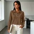 thumbnail image 5 of Golf Polo Shirts for Women Long Sleeve Button Placket Lapel Collar Vintage Casual Dressy Work Blouses, 5 of 7