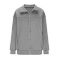 thumbnail image 4 of Womens Zip Up Sweatshirt Jacket No Hood Solid Color Casual Sports Coat Outerwear Fall Cozy Zipper Sweatshirt (L, Gray), 4 of 6