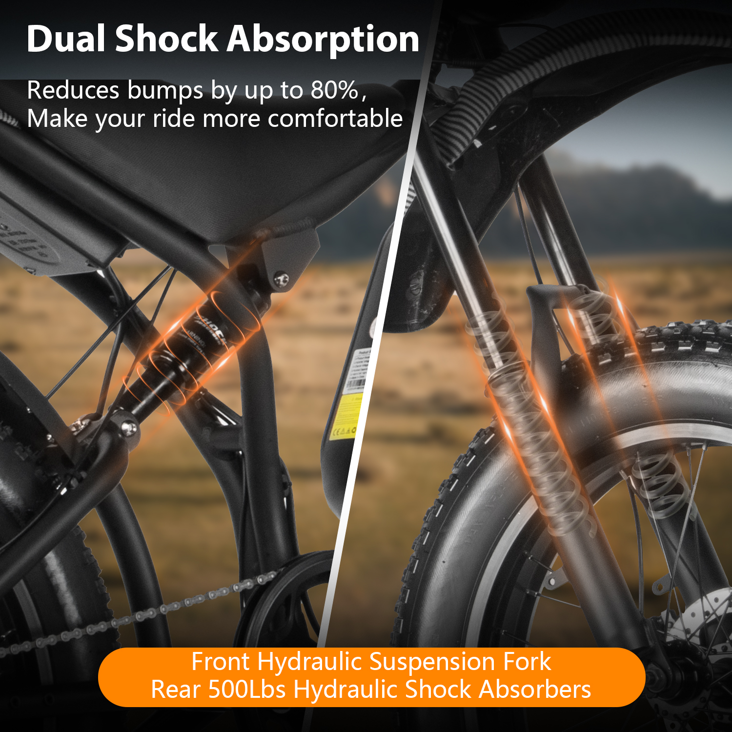 Jecham A6 aluminum alloy electric bicycle peak 2500W for Adults ,48V 15.6AH,20*4.5 Fat tire Full suspension UL 2849