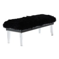 Luxe Black Sheepskin Lucite Bench