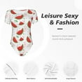 thumbnail image 6 of Daiia Hand Drawn Watermelon print Women's Crew Neck Short Sleeve Bodysuit Fashion Tops Fit Casual Basic Extender Bodysuit-XX-Large, 6 of 9
