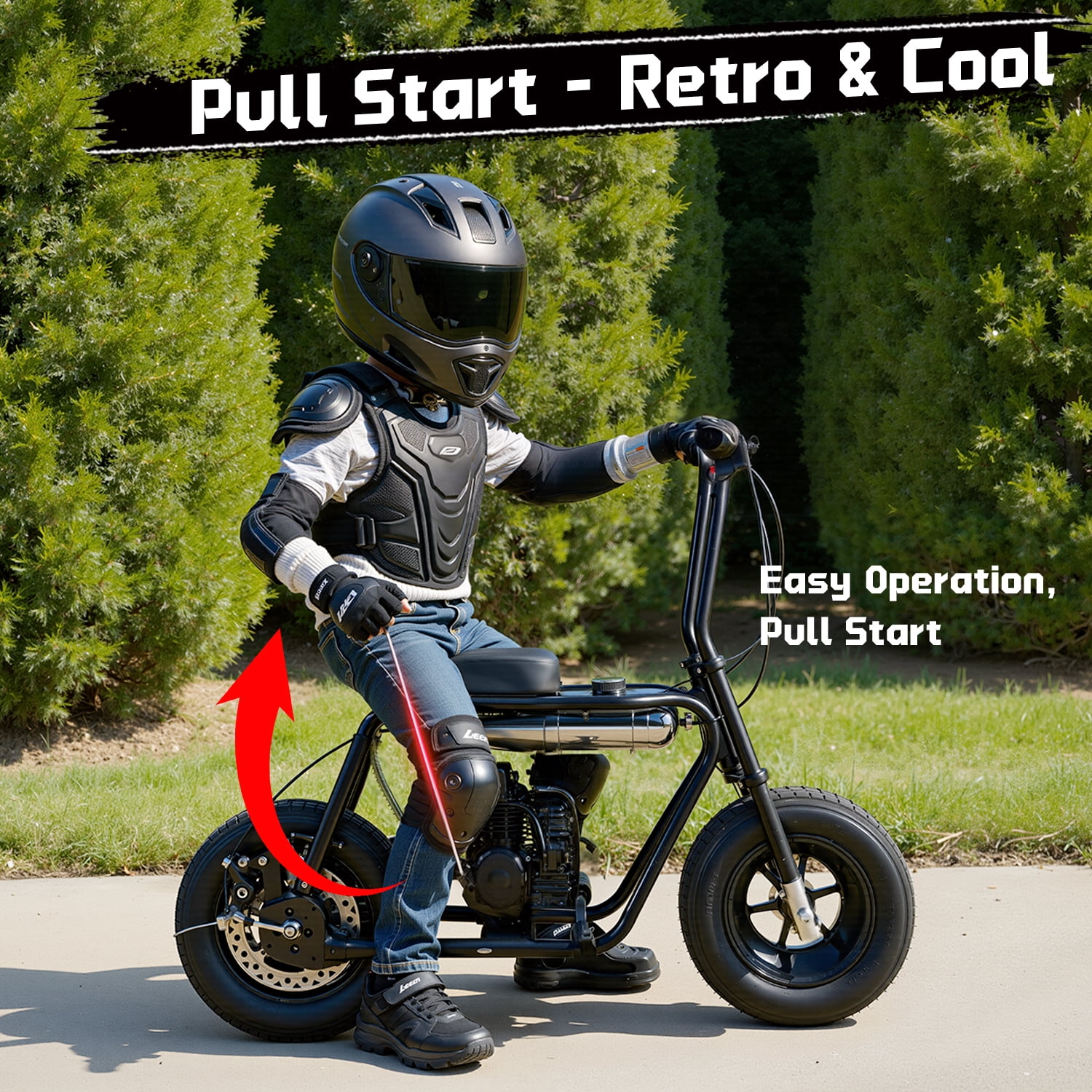 TOXOZERS 50cc Mini Bike, Gas-Powered Mini Dirt Bike with Extra-Wide Seat,Perfect Gift for Kids 8+,25 MPH & 150 LBS Capacity,Black
