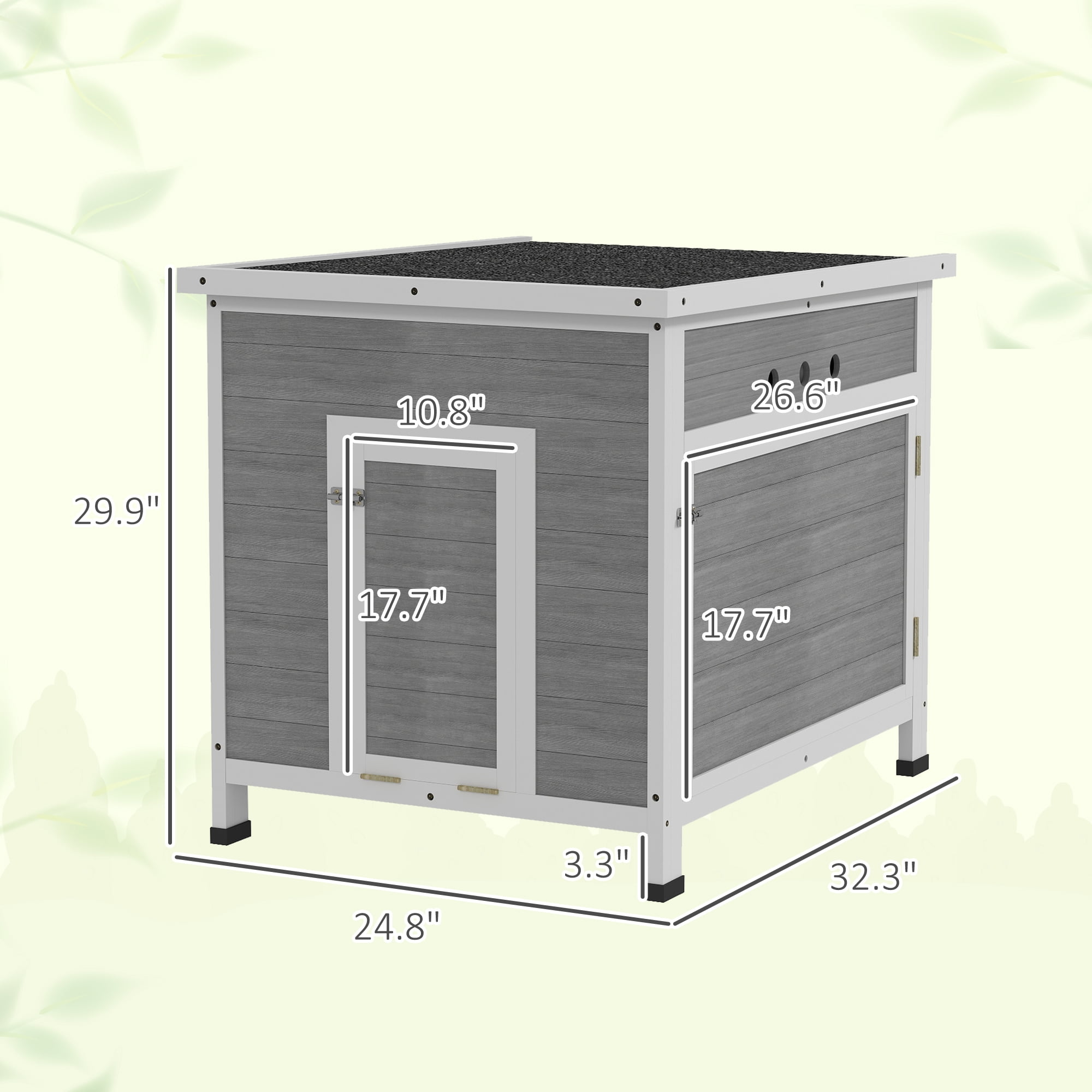 Wooden Duck House with Openable Roof Cage, Removable Floor, Double Doors, 25" x 32" x 30"