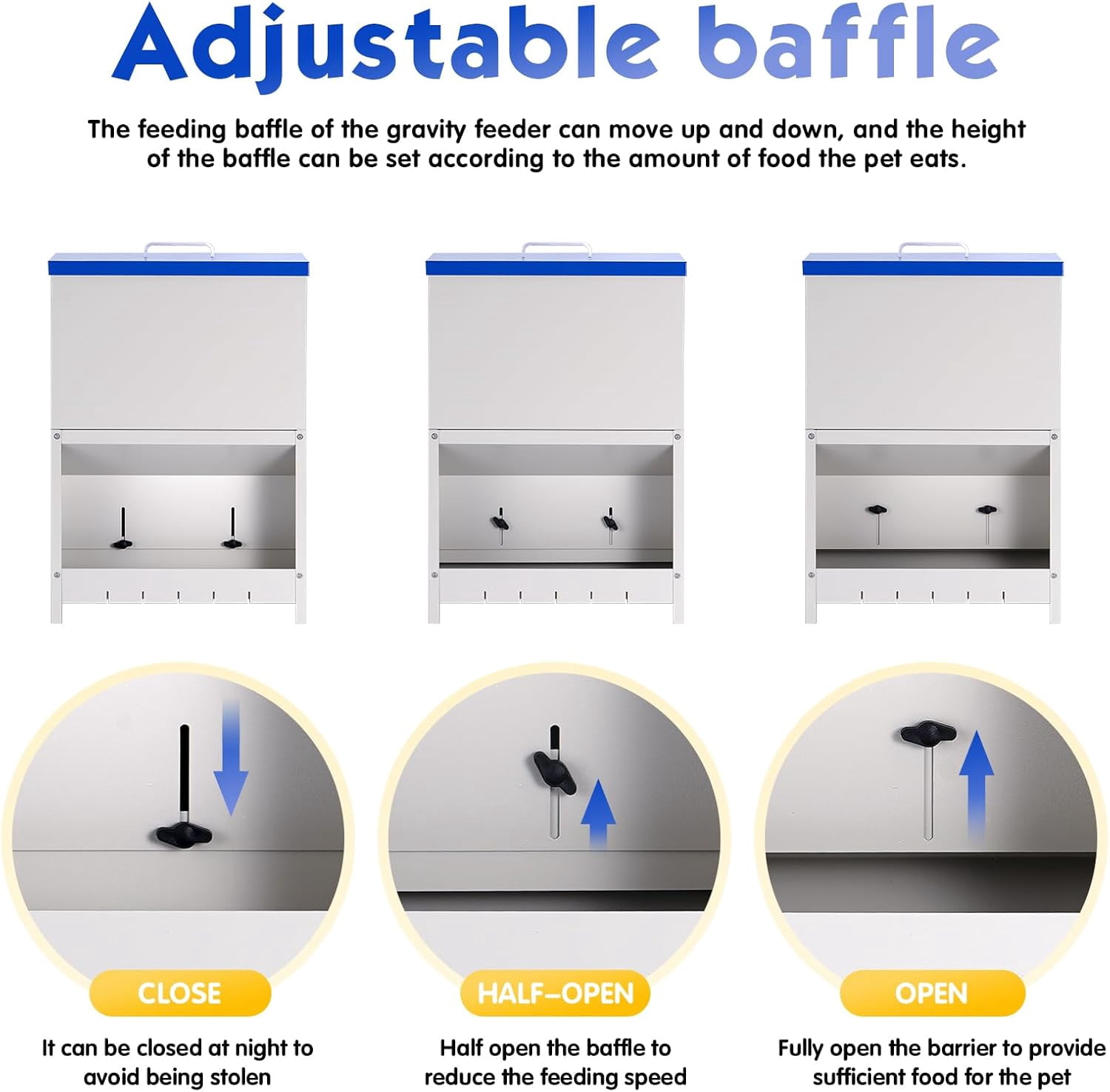 Automatic Dog Feeder Large Breed, Outdoor Dog for Large Dogs, Large Capacity Automatic Gravity Dog Feeder Suitable for Small, Medium, and Large Dog Breeds (Blue)