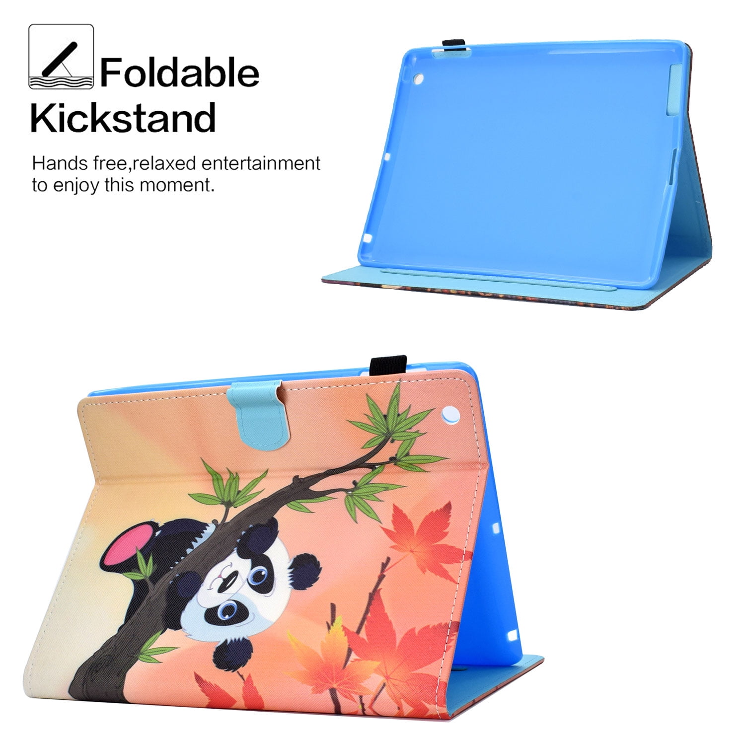 iPad 2 3 4 Case, Allytech PU Leather Lightweight Protective Folio Kickstand Auto Sleep Wake Smart Cover with Cards Slots Pencil Holder Magnetic Wallet Case Cover for Apple iPad 2 3 4, Panda Leaf