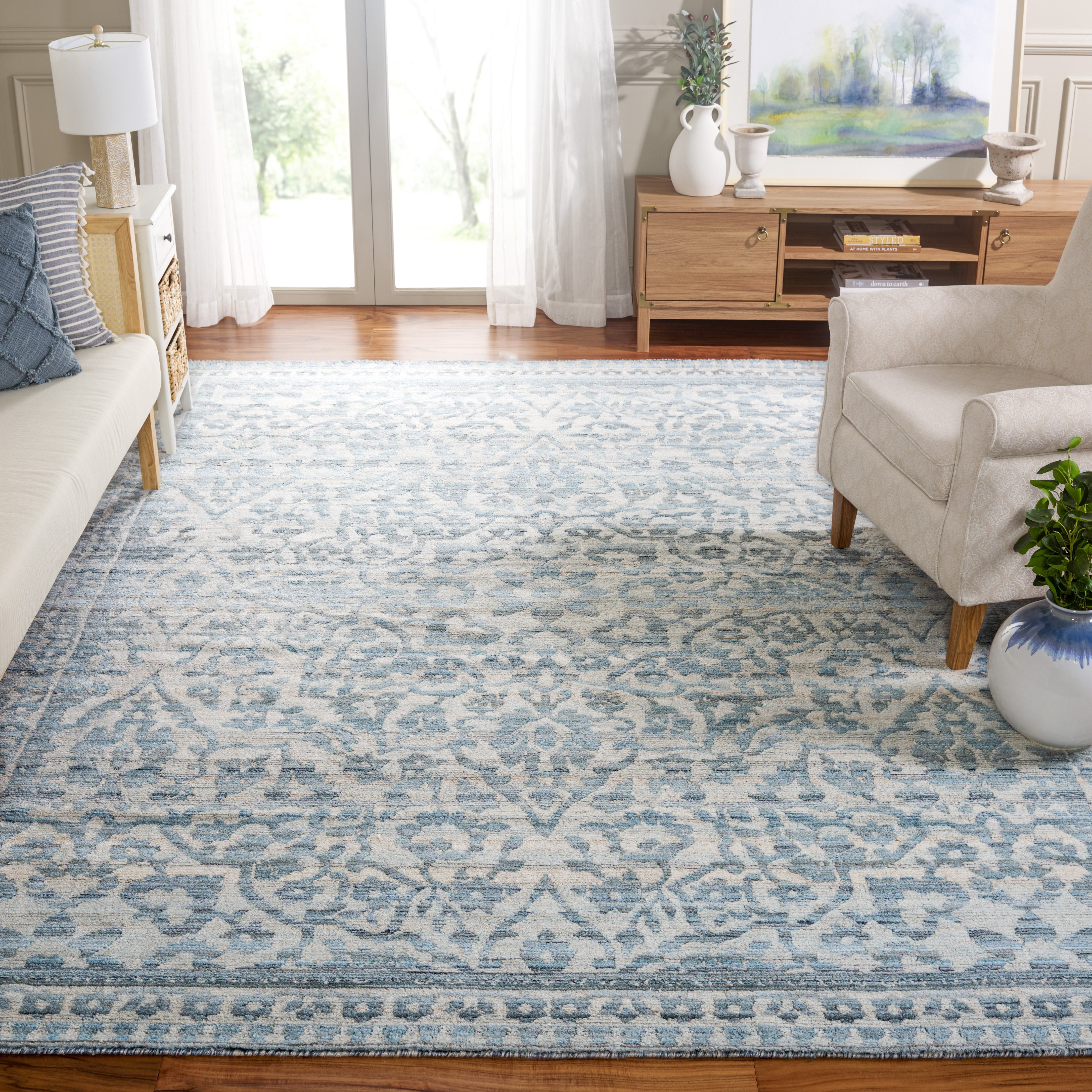 SAFAVIEH Marquee Patrice Medallion Area Rug, Blue/Grey, 8' x 10'