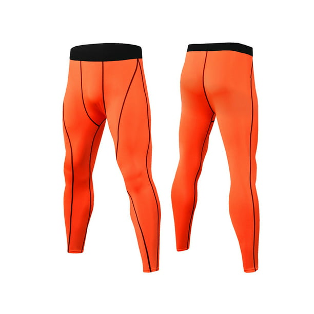 MAWCLOS Men's Compression Shirt And Pant Set Crew Neck Base Layer Suit Long  Sleeve Tracksuit Active Fall Quick Dry Legging Outfits Orange L 