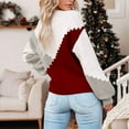thumbnail image 5 of Miluxas Plus Size Sweater Tops On Seasonal Clearance Women's Long Sleeves Crew Neck Loose Color Matching Tops Blouse Knitted Sweater Red 10(XL), 5 of 5