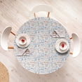thumbnail image 4 of Ambesonne Travel Fitted Round Tablecloth, Vintage Rubber Stamps, 45"- 56" Diameter, Multicolor, 4 of 5