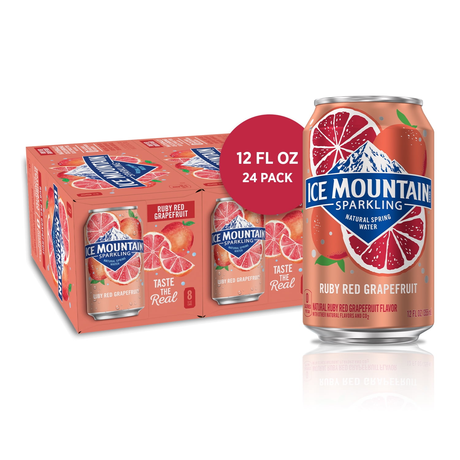 Ice Mountain Sparkling Water, Ruby Red Grapefruit, 12 oz. Can (24 Count