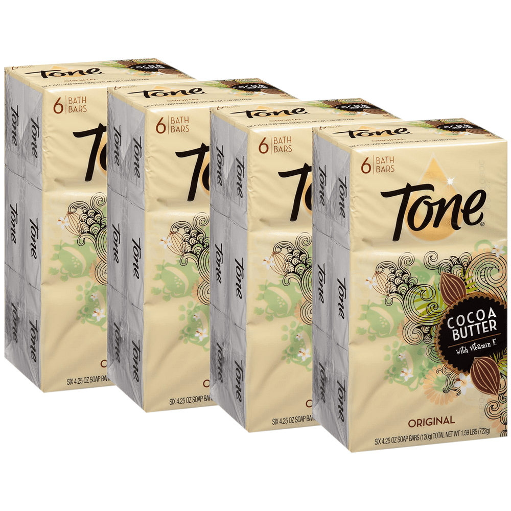 Tone Bath Bar Soap, Cocoa Butter Original Scent, 4.25 Ounce, 6 Bars