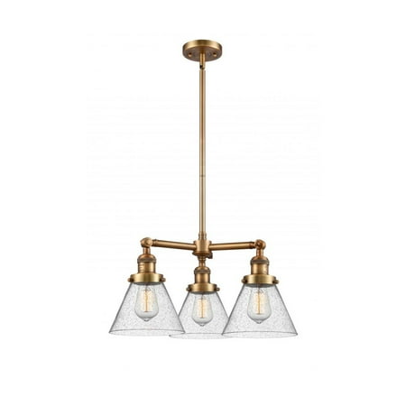 

Brushed Brass Tone Chandeliers 22 Wide Steel/Cast Brass/Glass Medium Base LED 3 Light Fixture