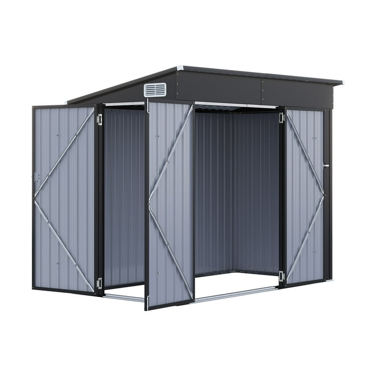 Sunmthink 8'x4' Metal Storage Shed, Lockable Triple Doors