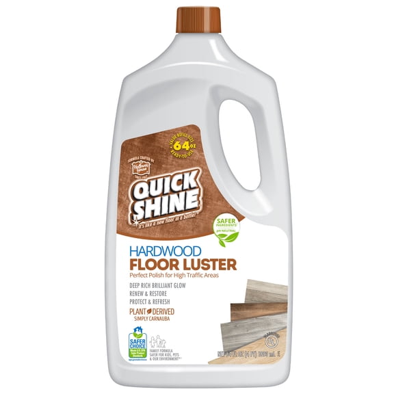 Quick Shine Hardwood Floor Luster, Pfas-Free Formula With Plant-Derived Carnauba Floor Polish 64 fl oz