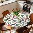 thumbnail image 3 of Farmhouse Parrots Fitted Tablecloth with Elastic Edged, Round Table Cloth for Dining Table, Spring Summer Botanical Leaf Watercolor Waterproof Oil Proof Table Cover for Indoor Outdoor 45"-54", 3 of 8