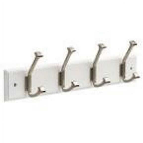 Liberty R30799-PWN Mandara 18" 4Hook Coat/Hat Rail White w/ Satin Nickel Hooks