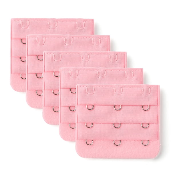 Extensores de tirantes de sujetador elásticos de 3 ganchos y 3 filas para mujeres color rosa 5