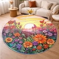 thumbnail image 5 of Circle Area Rug, Sun10 Washable Non-Slip Floor Carpet, Soft Rug for Living Room Bedroom Decor 31 Inch, 5 of 6