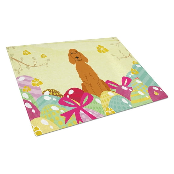 Easter Eggs Irish Setter Glass Cutting Board Large