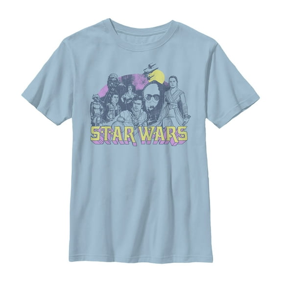 Boy's Star Wars: The Rise of Skywalker Vintage Collage Graphic Tee Light Blue Large