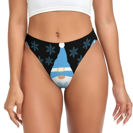 Qokaie Christmas Gnome Snowflake Printed Women s Cotton Thong Underwear  Sexy Breathable Panties G-string-Medium