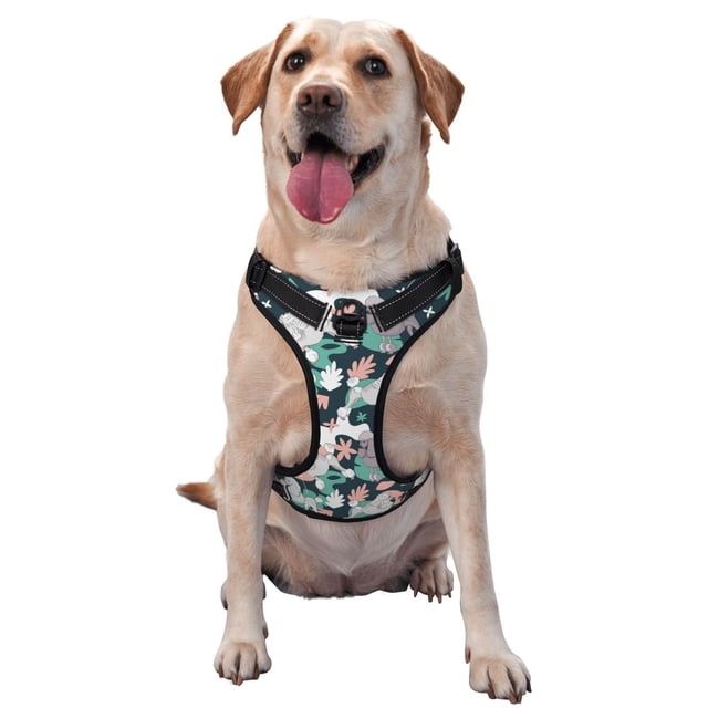 KLL Cute Poodle Dog Pattern Dog Harness - Lightweight,Soft,Adjustable Small Harness and Leash Set-X-Large