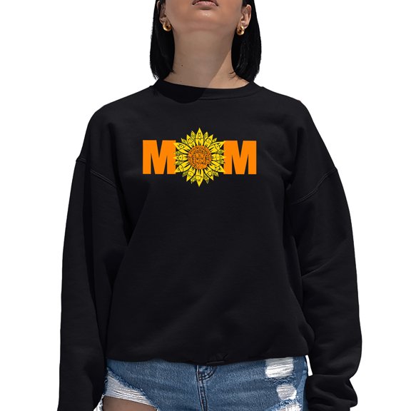 Women's Word Art Crewneck Sweatshirt - Mom Sunflower