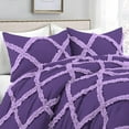 thumbnail image 2 of 3 Piece Luxury Two Tone Diamond Ruffle Pattern Comforter Set Super Soft, All Season 800 Thread Count, 100% Egyptian Cotton, Full/Queen Size Purple-Lilac Color, 2 of 4