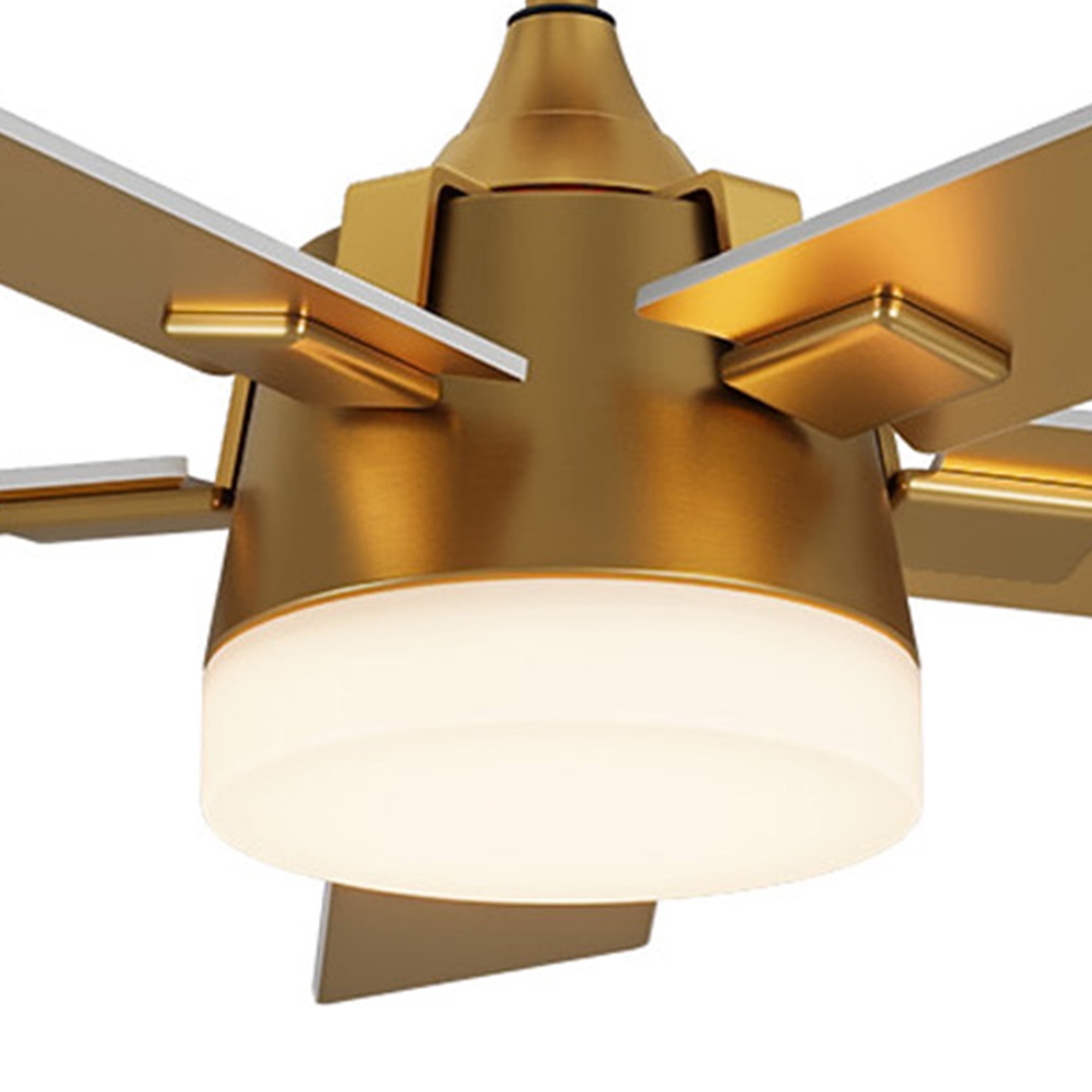 ModFusion 52-Inch Dual Style Ceiling Fan, White and Gold Blades, Remote Control, Reversible Motor