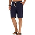 thumbnail image 5 of JWD Men’s Linen Shorts Casual Drawstring Summer Beach Shorts US Medium Navy Blue, 5 of 5
