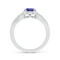 thumbnail image 2 of ANGARA Natural Split Shank Round Tanzanite Halo Ring with Cluster Diamonds in 14K White Gold for Women (Size-6mm) | December Birthstone, Anniversary, Jewelry Gift for Women | Natural Tanzanite Ring, 2 of 7