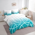 thumbnail image 3 of jejeloiu Stripes Lines Circle 7-Piece Twin Bedding Sets,Cyan White Bedding Comforter Set For Teens Kids Reversible, 3 of 8