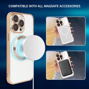 ShellTech Compatible with iPhone 12 Pro Max Magnetic Clear Case,Luxury Plating Electroplated Transparent Shockproof MagSafe Case with Full Camera Lens Protector for Women Girl Men,Gold