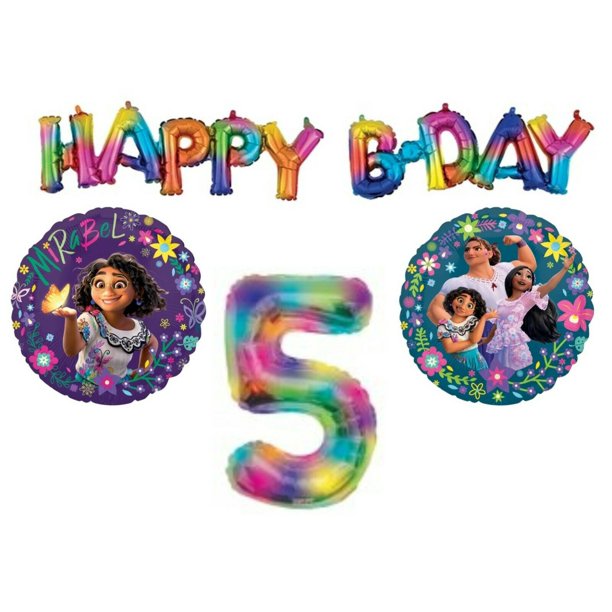Encanto 5th Happy B Day Birthday Rainbow Party Balloons Decorations Supplies Movie Walmart Com